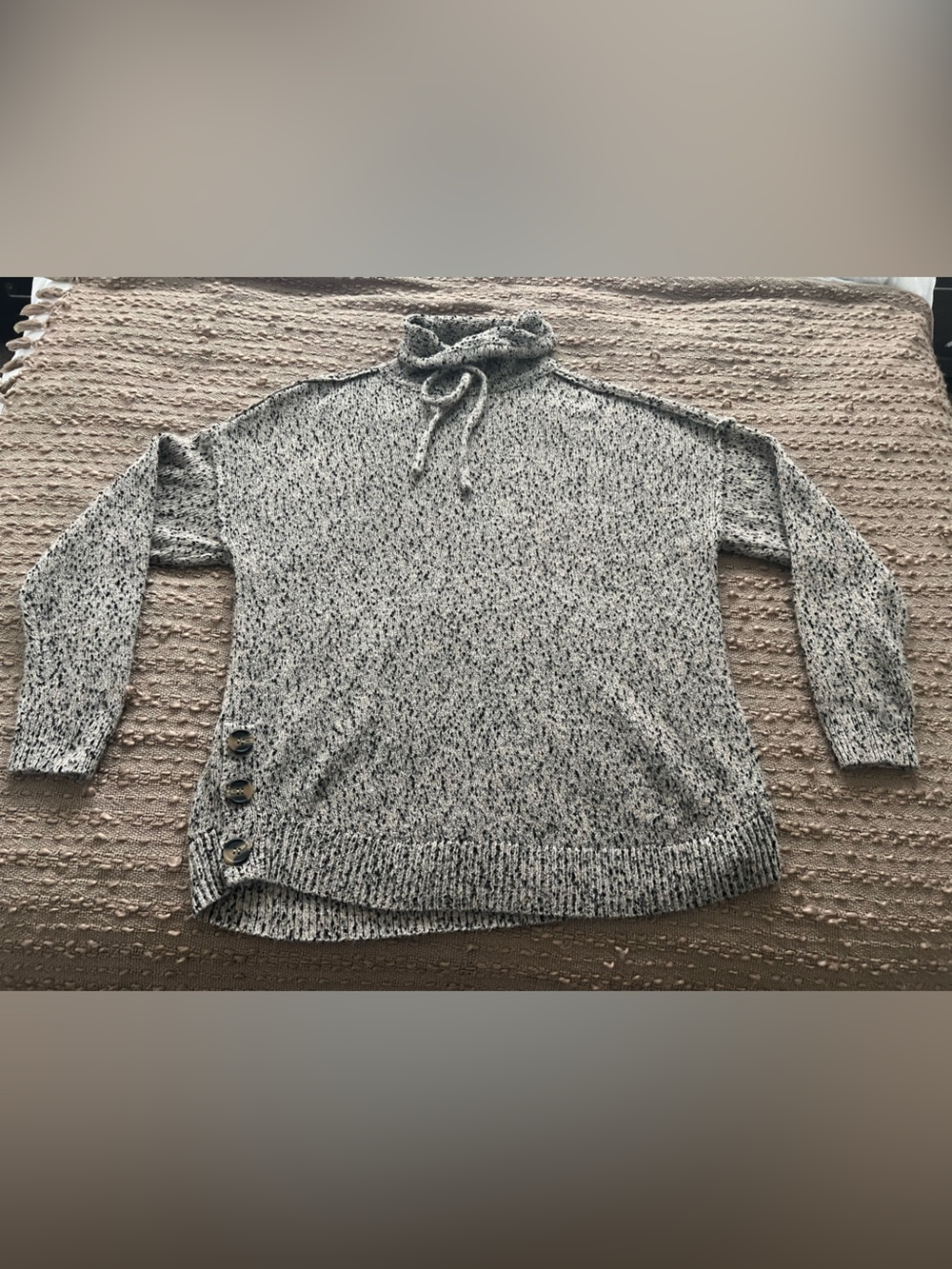Westbound Heather Gray Tie-Neck Turtleneck Sweater